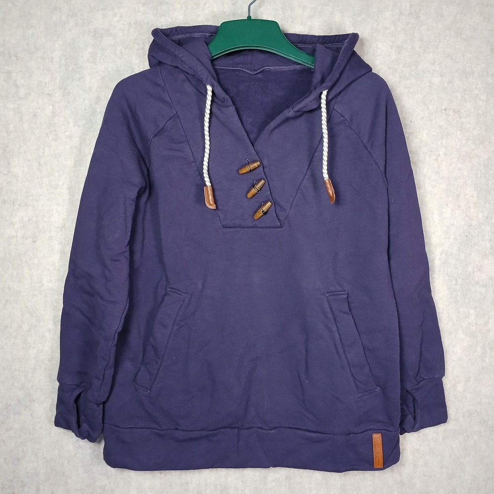 Alaskan Apparel Shawl Collar Toggle Hoodie Women's Large, Sweatshirt Purple